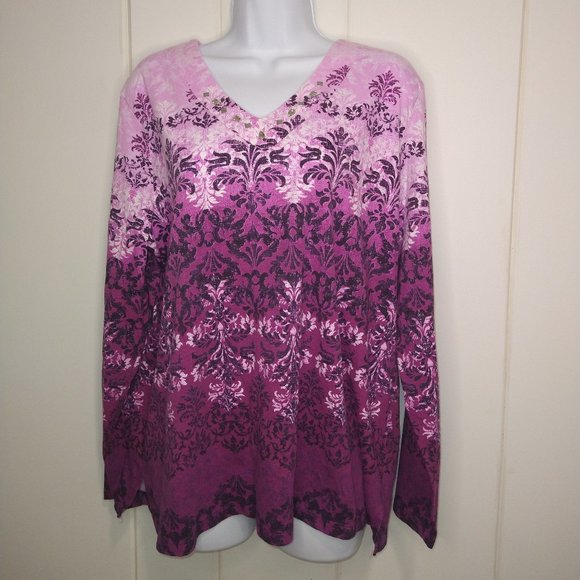 White Stag Tops - Women's Long Sleeve Shirt, Size XXL, Pink Purple, White, White Stag Brand